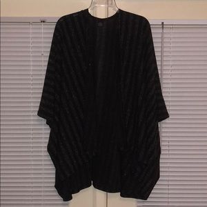 Open black and silver striped sweater